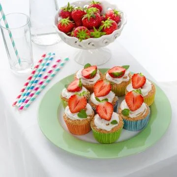 Strawberry muffins Stock Photos