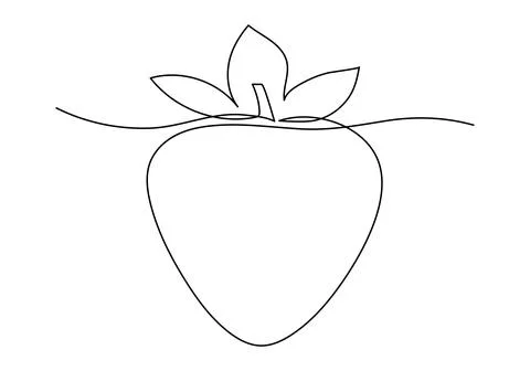 Strawberry One continuous line drawing. Hand drawn minimalist vector illust.. Stock Illustration
