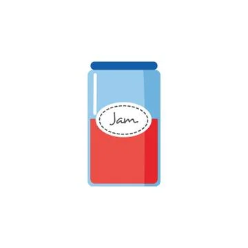 Strawberry or raspberry jam in glass jar half filled with red pink fruit dessert Stock Illustration