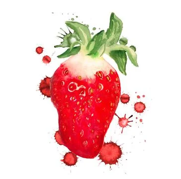 Strawberry with paint drops Stock Illustration