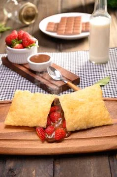 Strawberry pastry with chocolate (Pastel de morango com chocolate) Stock Photos