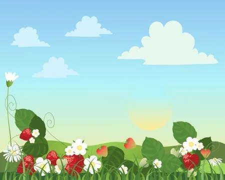 Strawberry patch Stock Illustration