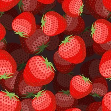 Strawberry pattern 3D. Red berry texture. Sweet fruit ornament Illustrazione stock