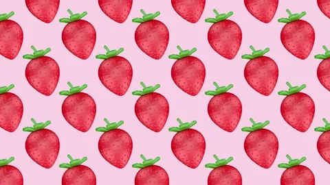 Strawberry pattern background moves smoothly with simple directional motion Vídeo Stock 335774815