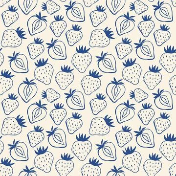 Strawberry pattern. Cute hand drawn strawberries on a white background. Doo.. Stock Illustration