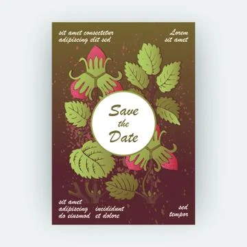 Strawberry pattern design templates product. Hand drawn red berr Stock Illustration