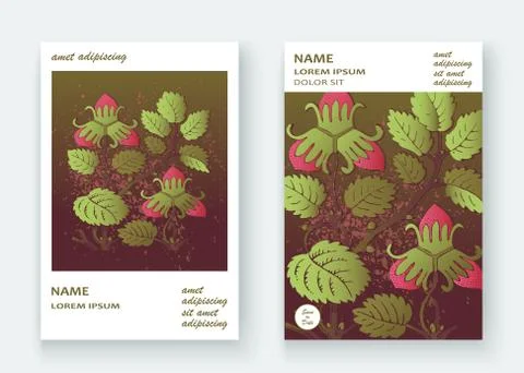 Strawberry pattern design templates product. Hand drawn red berr Stock Illustration