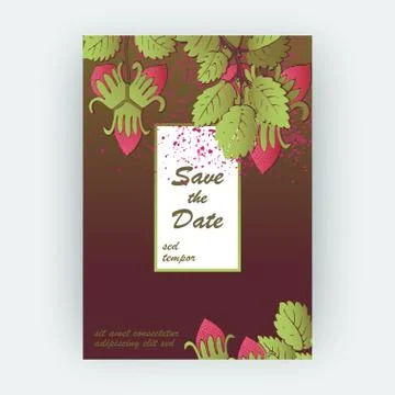 Strawberry pattern design templates product. Hand drawn red berr Stock Illustration