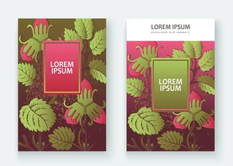 Strawberry pattern design templates product. Hand drawn red berr Stock Illustration