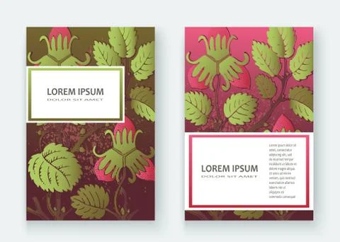 Strawberry pattern design templates product. Hand drawn red berr Stock Illustration