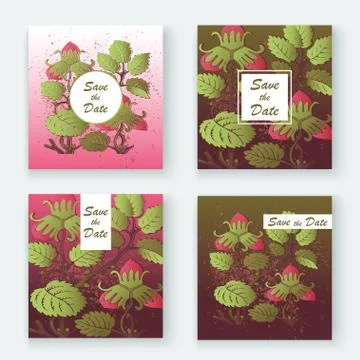 Strawberry pattern design templates product. Hand drawn red berr 스톡 일러스트