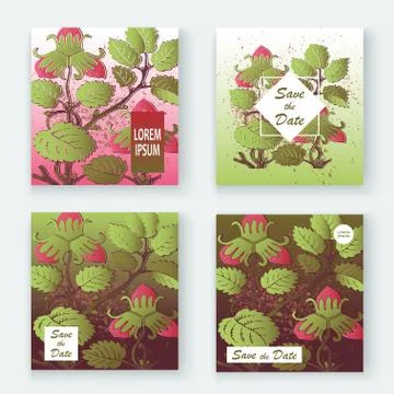 Strawberry pattern design templates product. Hand drawn red berr Stock Illustration