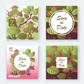 Strawberry pattern design templates product. Hand drawn red berr Stock Illustration