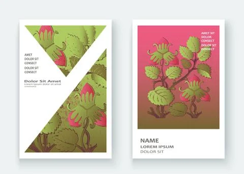 Strawberry pattern design templates product. Hand drawn red berry. Cute trend Stock Illustration