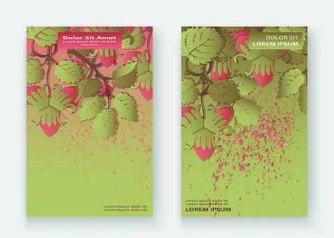 Strawberry pattern design templates product. Hand drawn red berry. Cute trend Stock Illustration