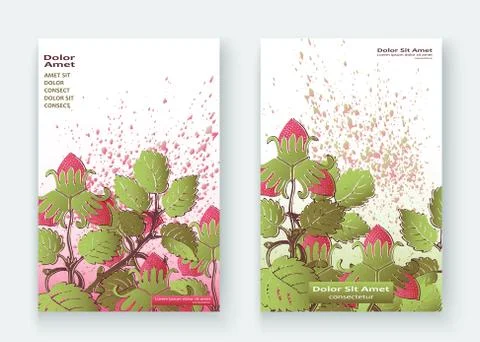 Strawberry pattern design templates product. Hand drawn red berry. Cute trend Stock Illustration