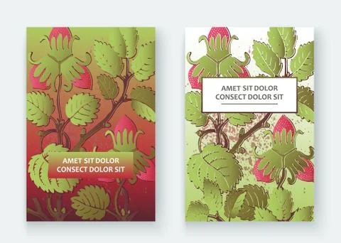 Strawberry pattern design templates product. Hand drawn red berry. Cute trend 스톡 일러스트