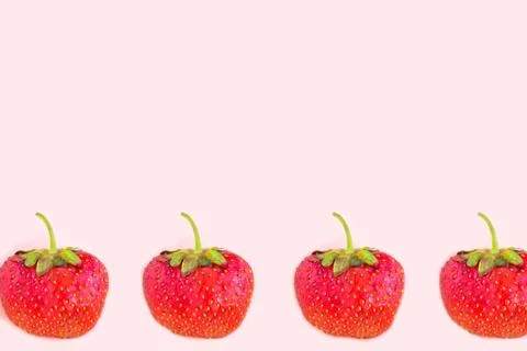 Strawberry pattern on pastel pink background, copy space for the text Stock Photos