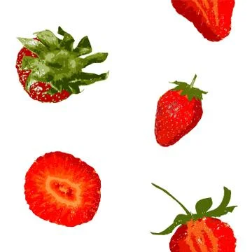 Strawberry pattern. Vector illustration. Cuted strawberries. Stock Illustration