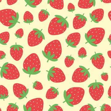 Strawberry pattern on yellow background 库存插图