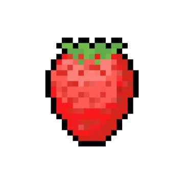 Strawberry pixel art. 8 bit Red Berry pixelated. Illustrazione stock