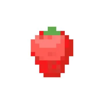 Strawberry pixel art. 8 bit Red Berry pixelated. Stock Illustration