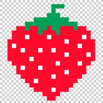 Strawberry pixel art Stock Illustration