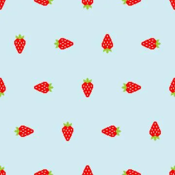 Strawberry pixel art pattern seamless. Berry background 8bit. summer texture. Stock Illustration