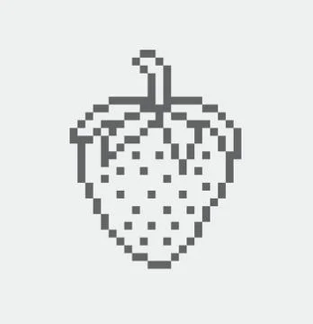 Strawberry pixel Icon, in the vector. EPS 8 format. Stock Illustration