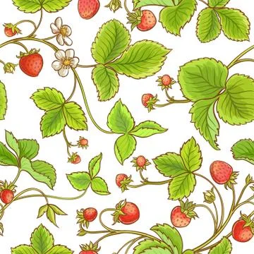Strawberry plant vector pattern Stock Illustration