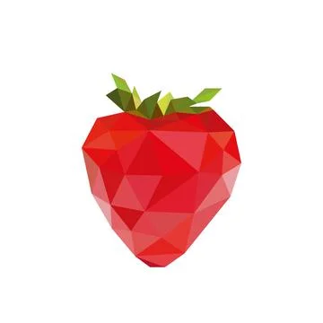 Strawberry polygon art image. vector illustration 库存插图