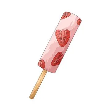 Strawberry popsicle illustration Stock Illustration