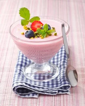 Strawberry pudding Stock Photos