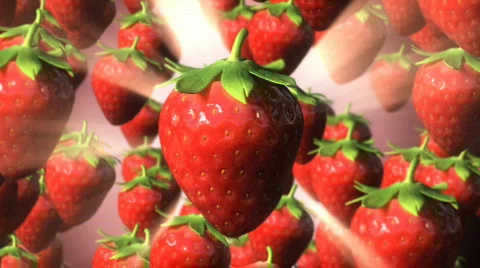 Strawberry Rain amongst light rays loop. Stock Footage