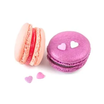 Strawberry, raspberry macaroons Stock Photos