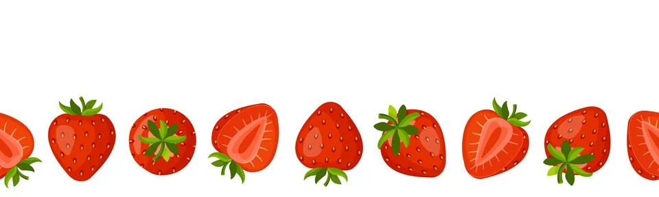Strawberry ribbon pattern vector for summer food branding and packaging Stock Illustration