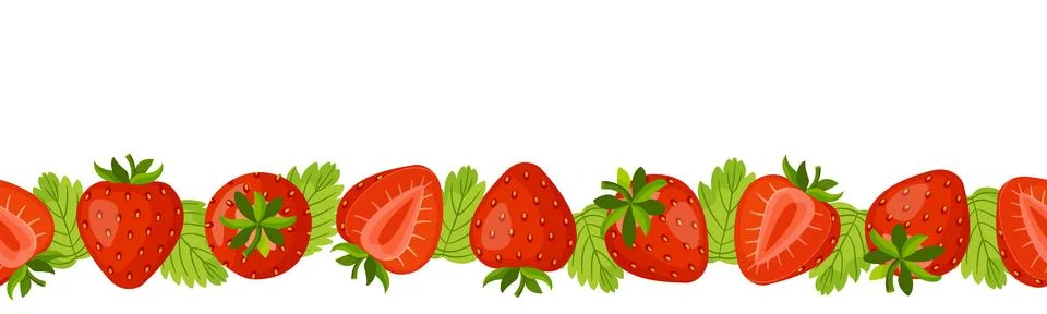 Strawberry ribbon pattern vector for summer food packaging and menu design Illustrazione stock