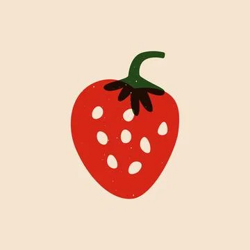 Strawberry risograph sketch. Abstract ripe berry, cartoon juicy natural sign Stock Illustration