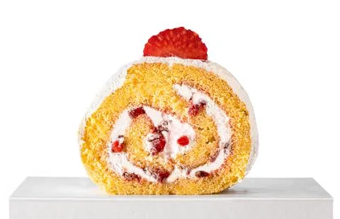 Strawberry roll cake 스톡 사진