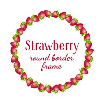 Strawberry round border frame. Stock Illustration