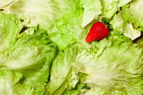 Strawberry on Salad Stock Photos