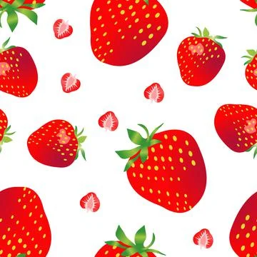 Strawberry seamless background. Vector illustration isolated on white background Stock Illustration
