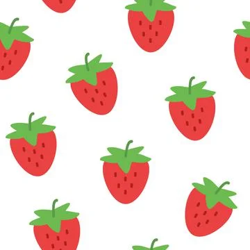 Strawberry seamless pattern. Fruit pattern. Vector illustration.  Illustrazione stock