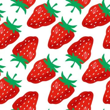Strawberry seamless pattern hand drawn vector illustration. Doodle print with Stock Illustration