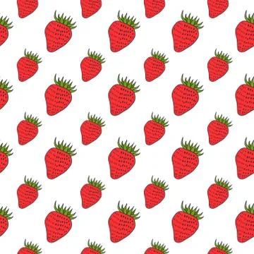 Strawberry seamless pattern illustration background. Fruit endless vector Stock Illustration