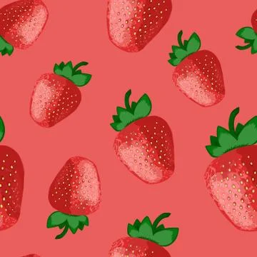 Strawberry seamless pattern illustration background. Fruit endless vector Stock-Illustration