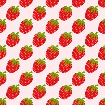 Strawberry seamless pattern in modern flat style for web page background, w.. Stock Illustration