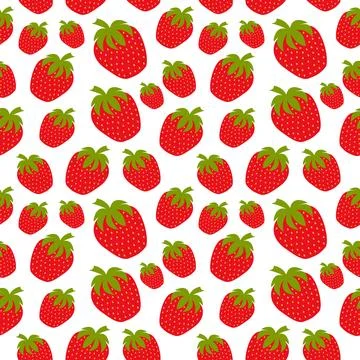 Strawberry seamless pattern in modern flat style for web page background, w.. Illustrazione stock