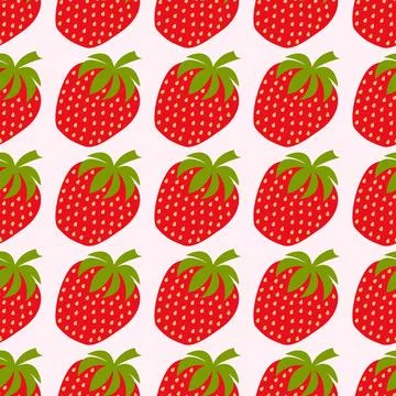 Strawberry seamless pattern in modern flat style for web page background, w.. Stock Illustration