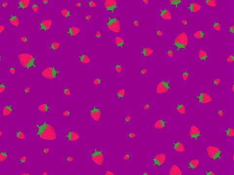 Strawberry seamless pattern. Red berries on a burgundy background Illustrazione stock